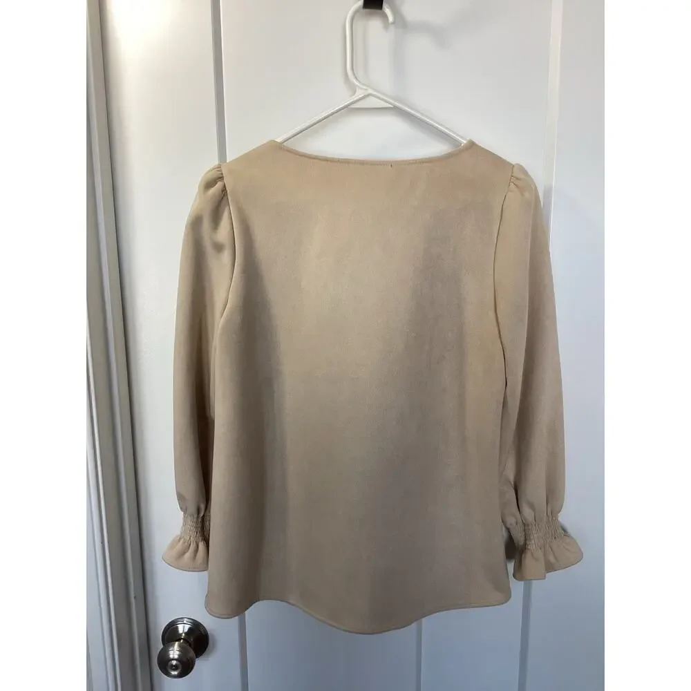 Tuckernuck Women's Bone Suede‎ Easton Swing Blouse Top Minimalist Beige Size XS